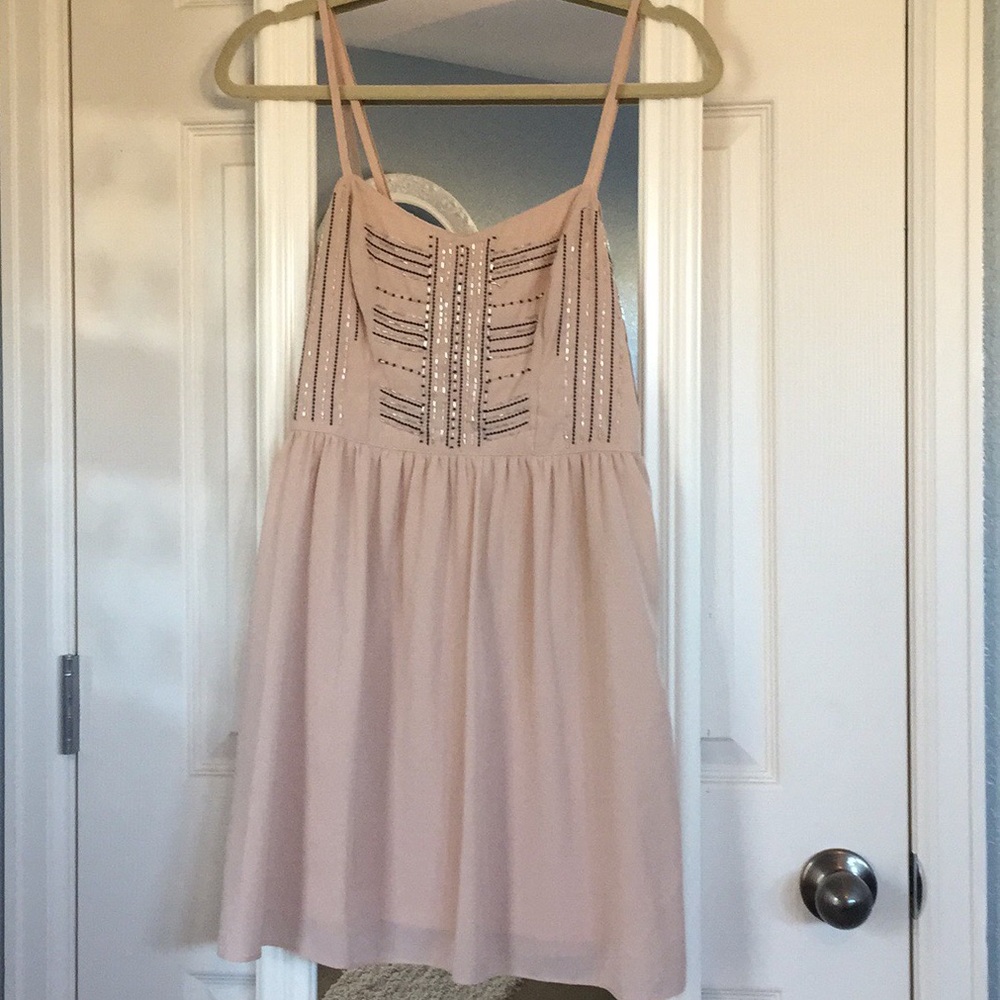 American Eagle pale pink beaded dress